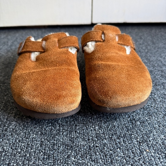 Birkenstock Women’s Boston Shearling-Lined Clogs Tan White Size 39 - Picture 3 of 16